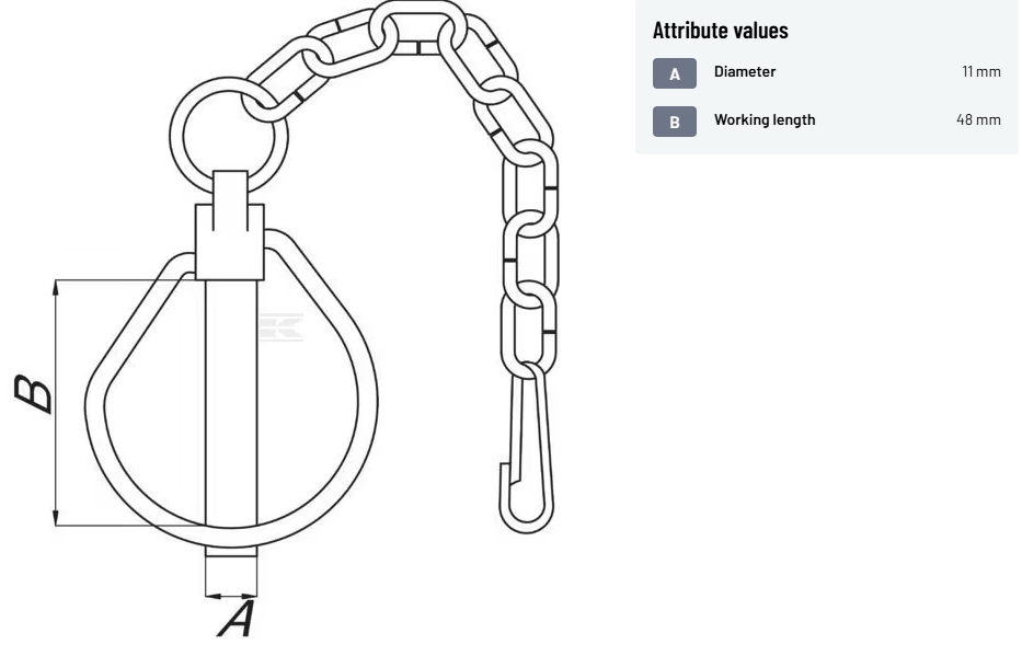 Traktorssplitti 11 mm með keðju