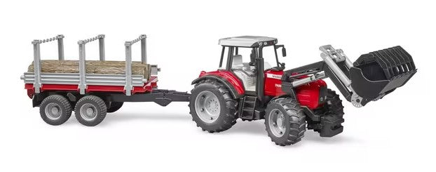 Massey Ferguson 7480 með ámoksturstækjum og vagni