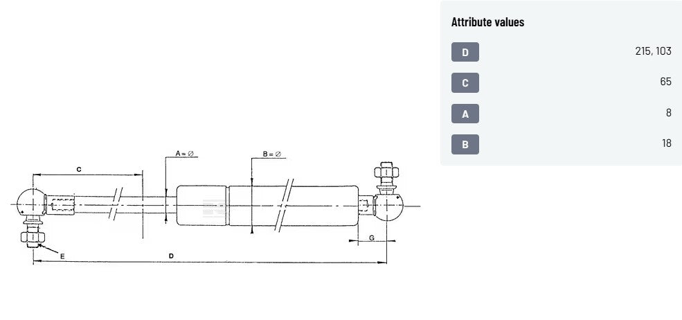 Gaspumpa / -dempari 215mm