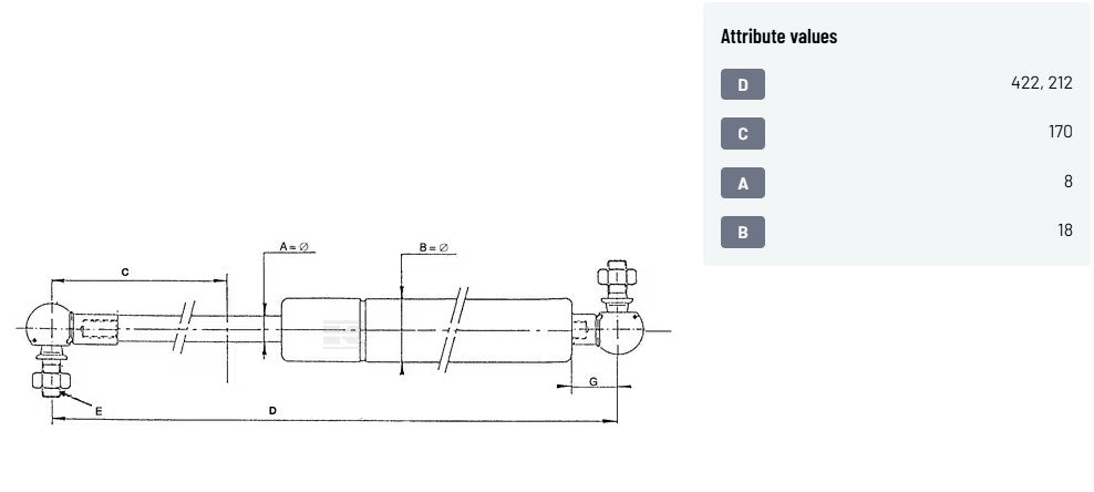 Gaspumpa / -dempari 422mm